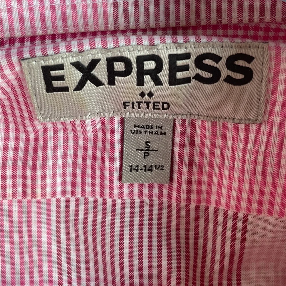 Express Pink and White Striped Men's Shirt - Picture 4 of 7